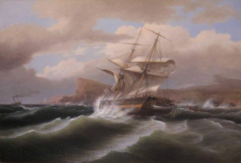 Thomas Birch An American Ship in Distress Norge oil painting art